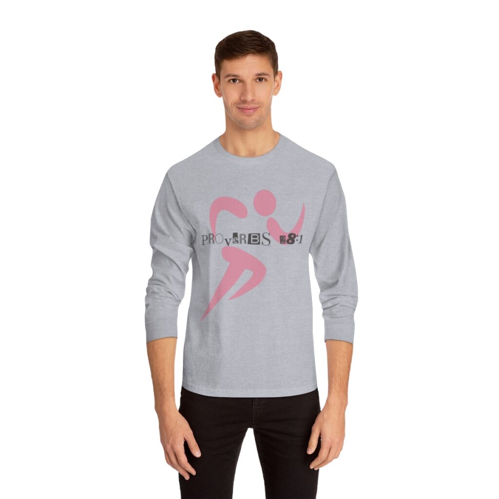 Proverbs 28:1 Anti-Jogging (Classic Long Sleeve T-Shirt) [Design on Front & Back] - Image 12
