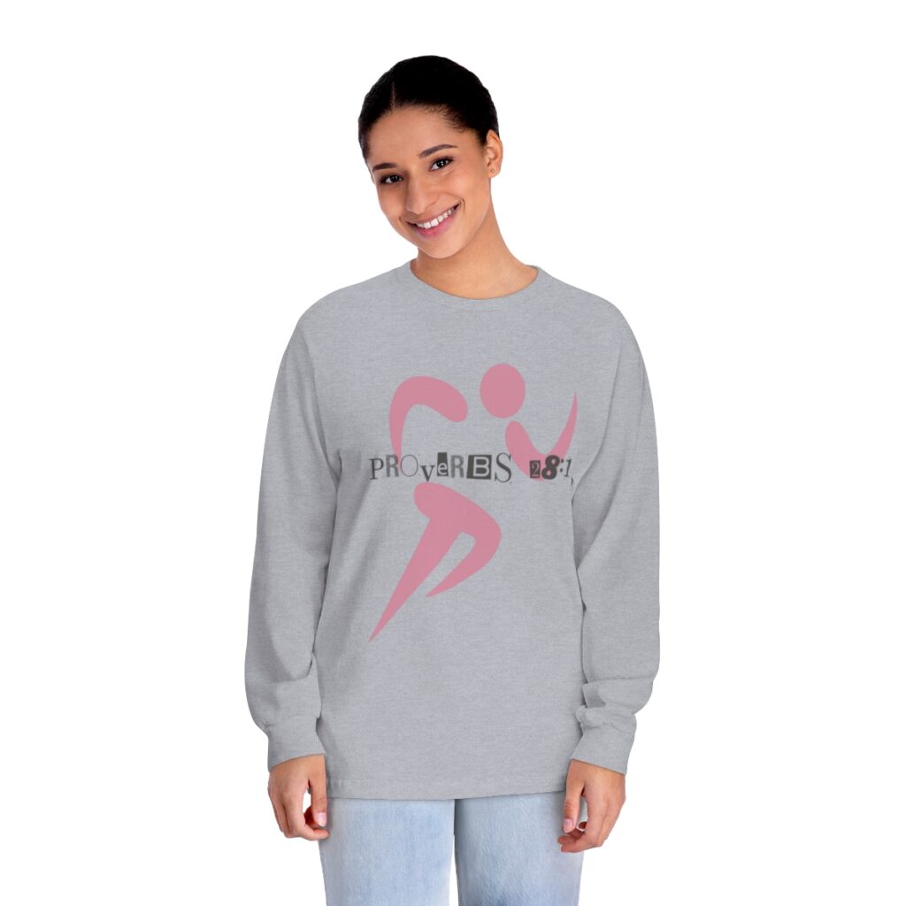 Proverbs 28:1 Anti-Jogging (Classic Long Sleeve T-Shirt) [Design on Front & Back] - Image 13