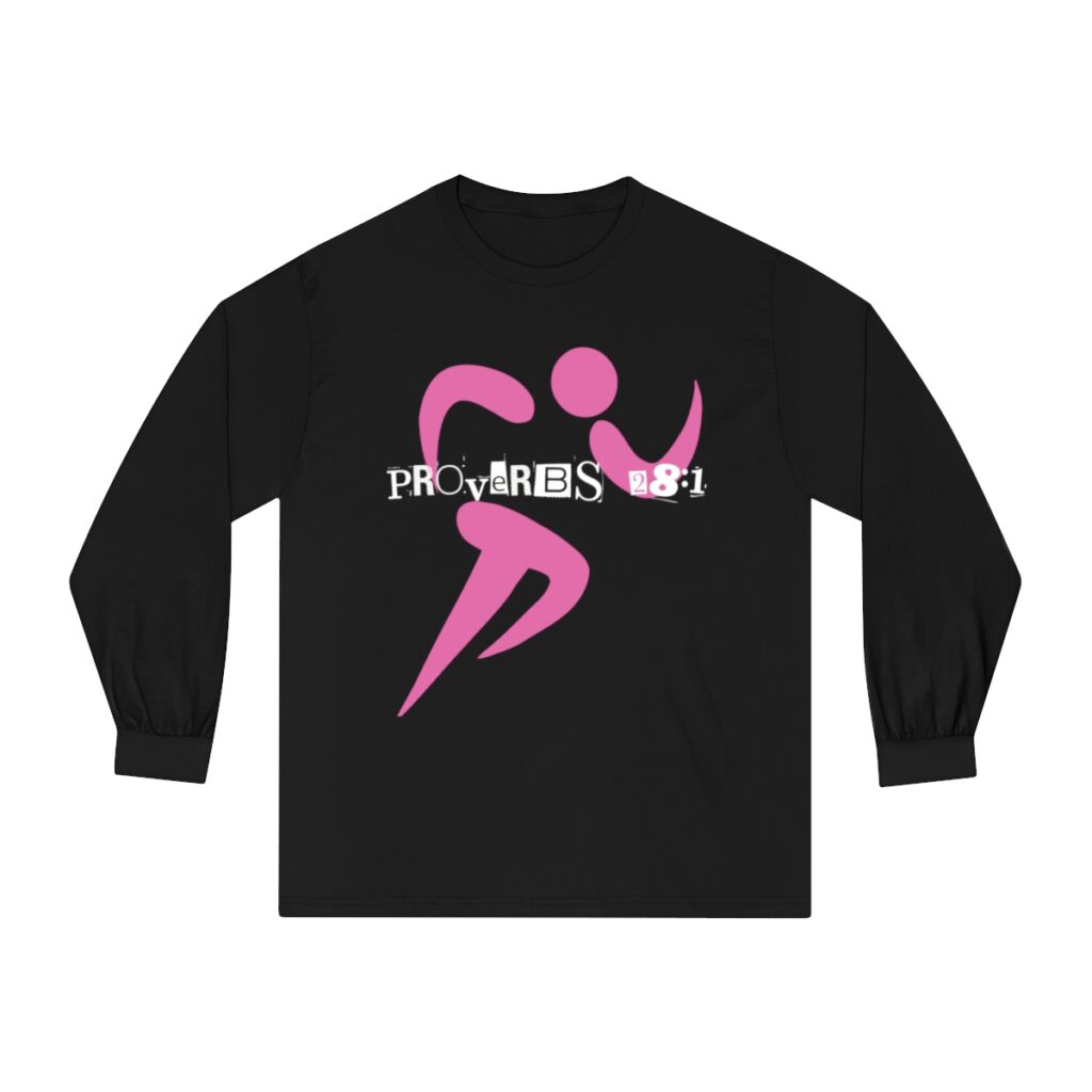 Proverbs 28:1 Anti-Jogging (Classic Long Sleeve T-Shirt) [Design on Front & Back] - Image 18