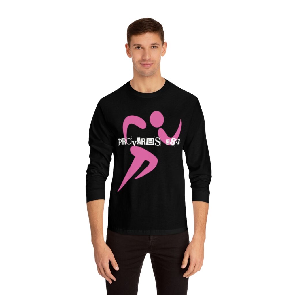 Proverbs 28:1 Anti-Jogging (Classic Long Sleeve T-Shirt) [Design on Front & Back] - Image 20