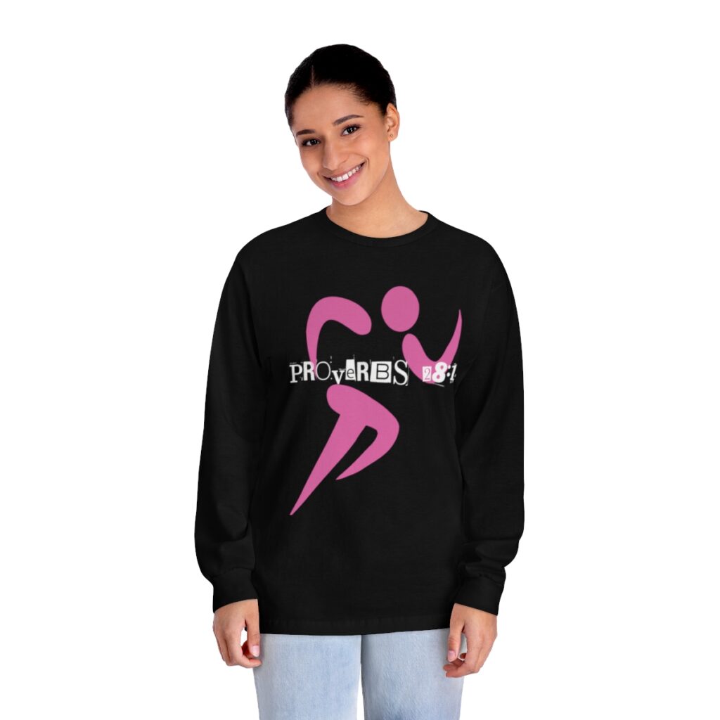 Proverbs 28:1 Anti-Jogging (Classic Long Sleeve T-Shirt) [Design on Front & Back] - Image 21