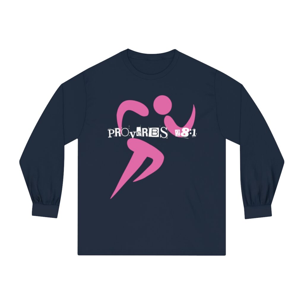 Proverbs 28:1 Anti-Jogging (Classic Long Sleeve T-Shirt) [Design on Front & Back] - Image 14