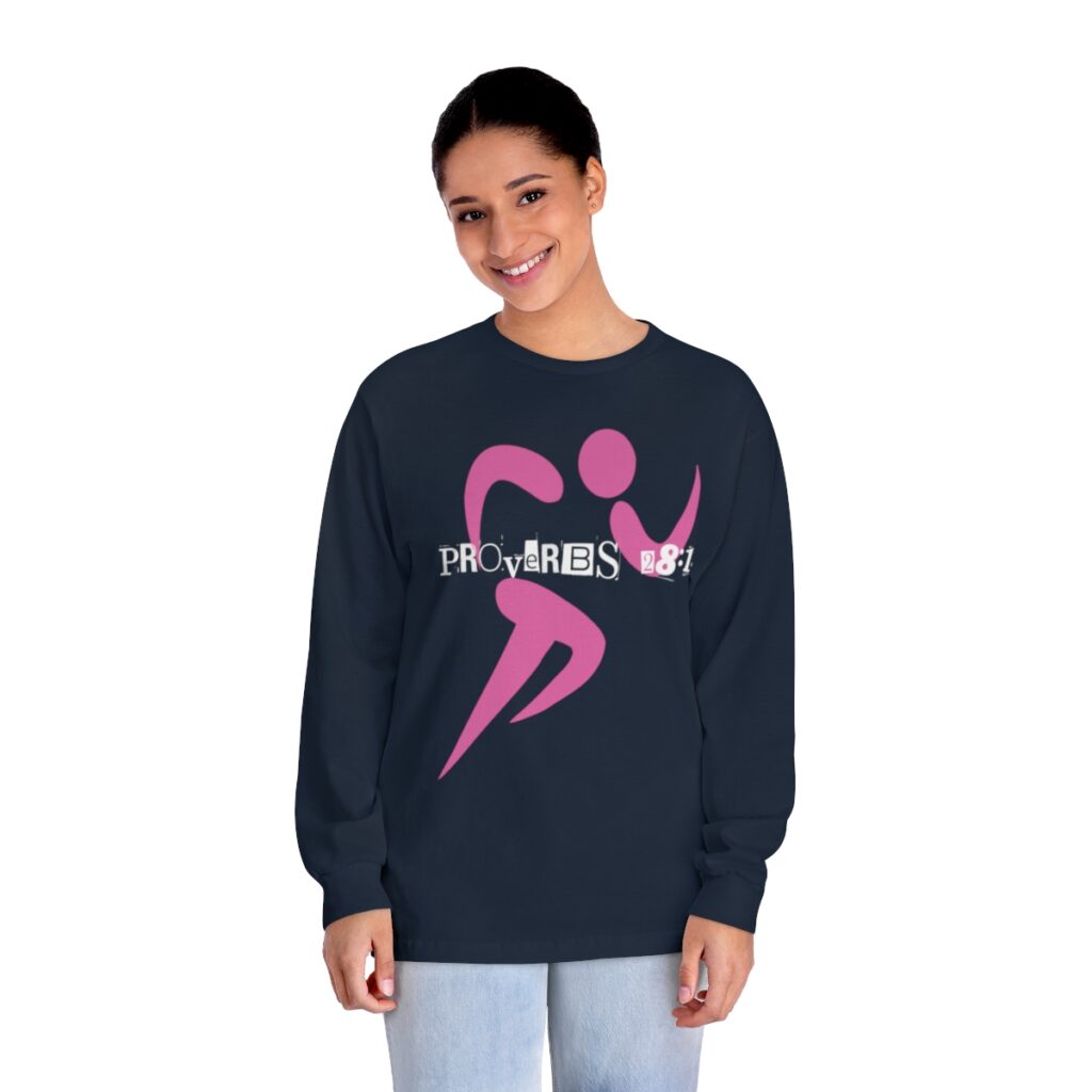 Proverbs 28:1 Anti-Jogging (Classic Long Sleeve T-Shirt) [Design on Front & Back] - Image 17