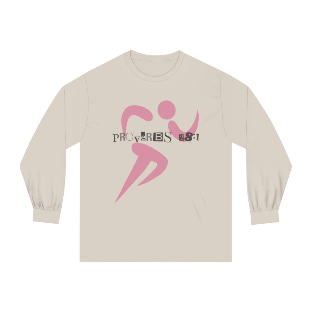 Proverbs 28:1 Anti-Jogging (Classic Long Sleeve T-Shirt) [Design on Front & Back] - Image 2