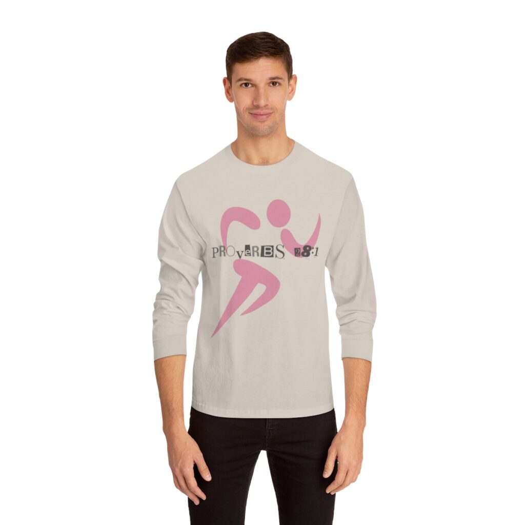 Proverbs 28:1 Anti-Jogging (Classic Long Sleeve T-Shirt) [Design on Front & Back] - Image 4