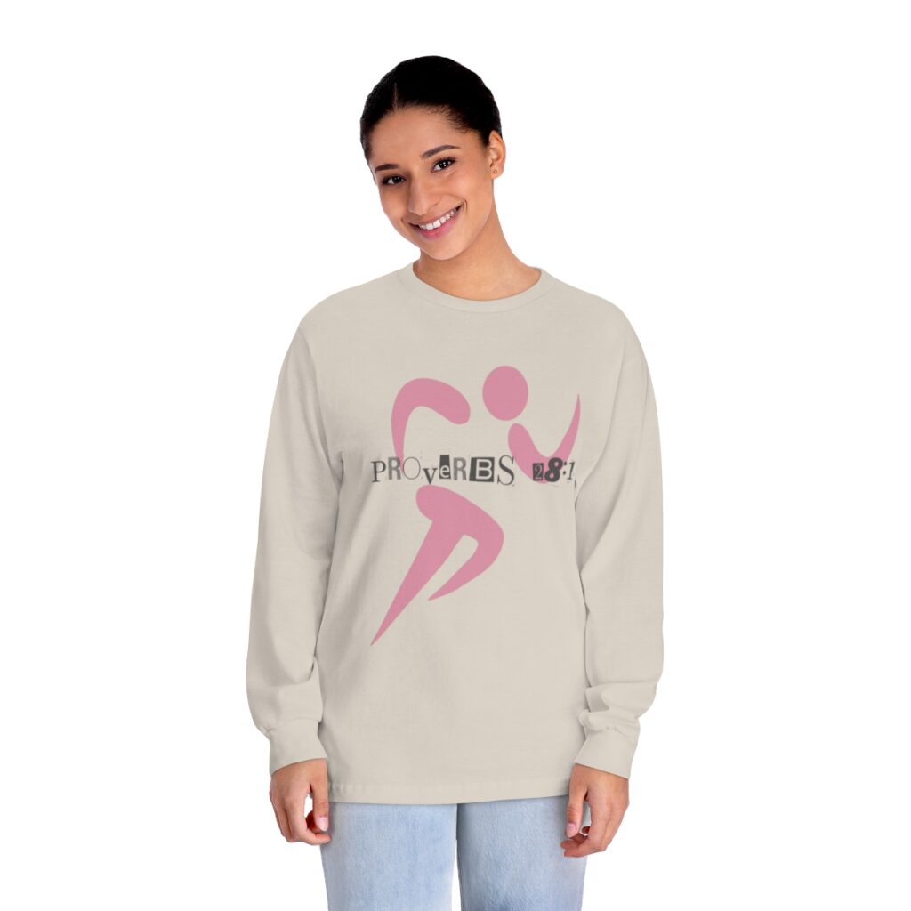Proverbs 28:1 Anti-Jogging (Classic Long Sleeve T-Shirt) [Design on Front & Back] - Image 5