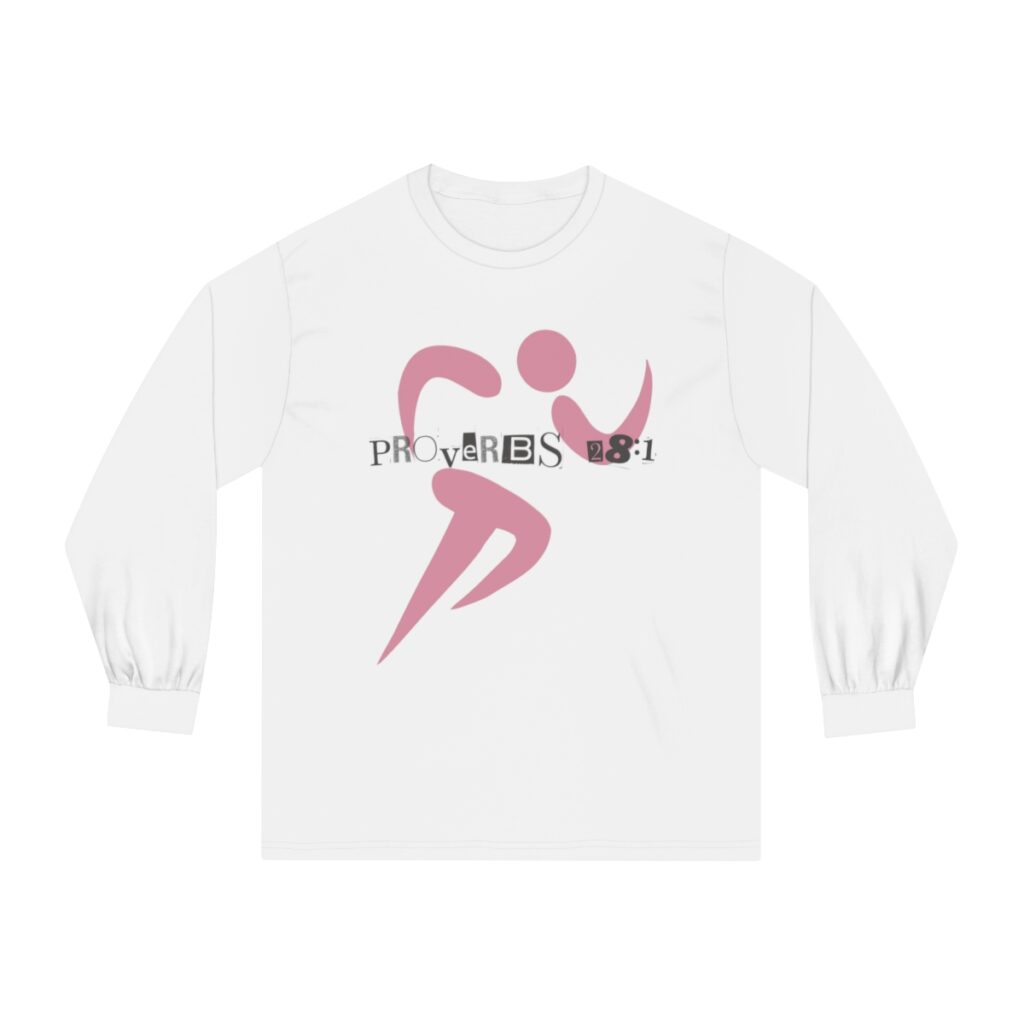 Proverbs 28:1 Anti-Jogging (Classic Long Sleeve T-Shirt) [Design on Front & Back] - Image 6