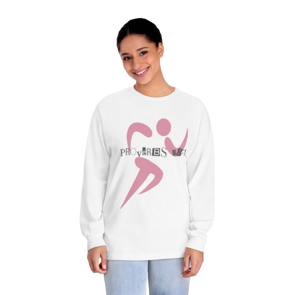 Proverbs 28:1 Anti-Jogging (Classic Long Sleeve T-Shirt) [Design on Front & Back] - Image 9