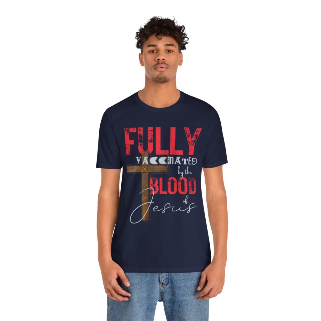 Fully Vaxd By the Blood of Jesus (Jersey Short Sleeve Tee) - Image 8