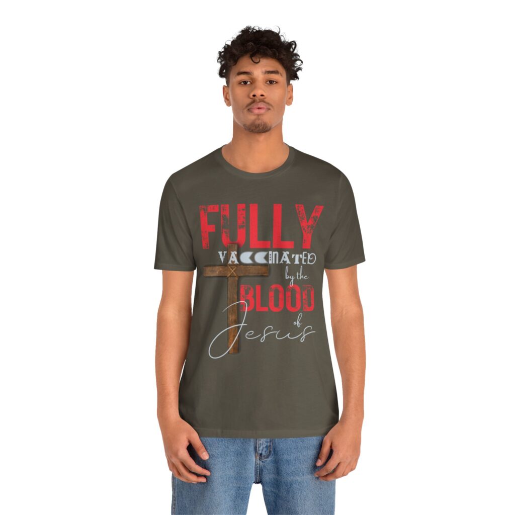 Fully Vaxd By the Blood of Jesus (Jersey Short Sleeve Tee) - Image 4
