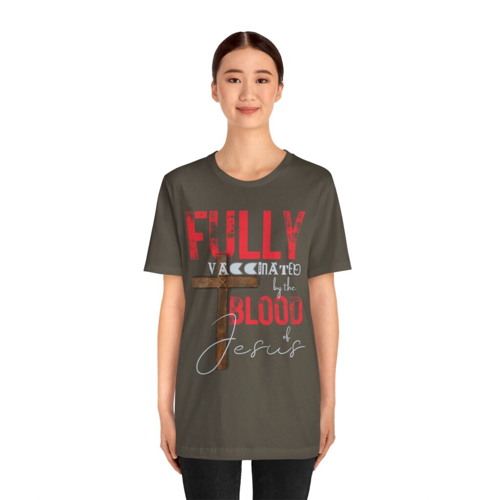 Fully Vaxd By the Blood of Jesus (Jersey Short Sleeve Tee) - Image 3