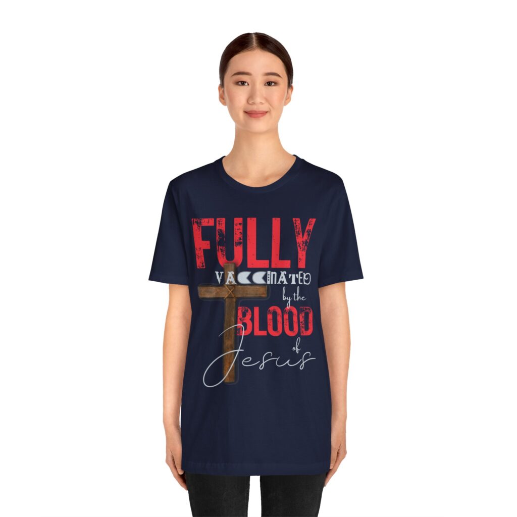 Fully Vaxd By the Blood of Jesus (Jersey Short Sleeve Tee) - Image 7