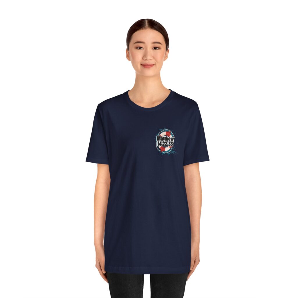Matthew 14:22-33 My Lifeguard Walks On Water (Jersey Short Sleeve Tee) - Image 3
